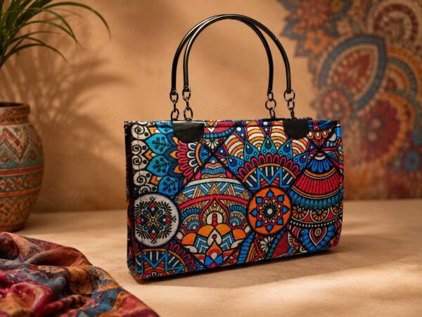 WhatsApp Image 2026-07-19 at 2.38.49 PM Mosaic Elegance Geometric Print Flap Handbag